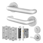 Return to Door Lever on Rose Aluminium Door Handle Kit - Medium Duty - 80mm Bathroom Lock - tradefit - 1