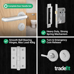 Return to Door Lever on Rose Aluminium Door Handle Kit - Medium Duty - 80mm Bathroom Lock - tradefit - 5