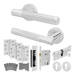 Aurora Polished Chrome Lever on Rose Door Handle Kit - Medium Duty FD30/60 - 80mm Euro Sashlock and Thumbturn Cylinder - Keyed Alike - 1