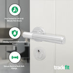 Aurora Polished Chrome Lever on Rose Door Handle Kit - Medium Duty FD30/60 - 80mm Euro Sashlock and Thumbturn Cylinder - Keyed Alike - tradefit - 2