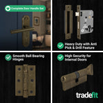 Olbia Antique Brass Lever on Backplate Door Handle Kit - 80mm Euro Sashlock and Cylinder & Turn - Keyed to Differ - tradefit - 5