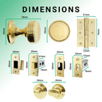 Victorian Ringed Polished Brass Mortice Door Knob Kit - 76mm Bathroom Deadbolt - tradefit - 3