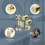 Victorian Ringed Polished Brass Mortice Door Knob Kit - 76mm Bathroom Deadbolt - tradefit - 4