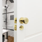 Victorian Ringed Polished Brass Mortice Door Knob Kit - 76mm Bathroom Deadbolt - tradefit - 5