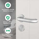 Return to Door Lever on Rose Stainless Steel Door Handle Kit - Medium Duty FD30/60 - 80mm Bathroom Lock - tradefit - 5