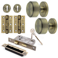 Temara Antique Brass Mortice Door Knob Kit - 80mm Sashlock