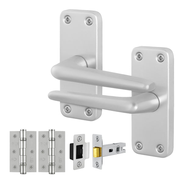 Satin Aluminium Contract Lever Latch Handle Kit - 76mm Latch - Featured Image