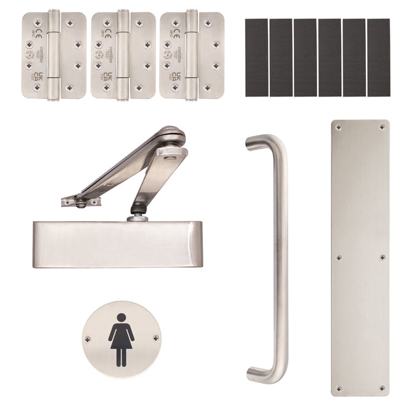 Fire Door Kit - Female Toilet Entrance - Severe Duty - Satin Stainless Steel - tradefit - Featured Image