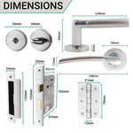 Bosa Duo Style Polished Chrome/Satin Nickel Lever on Rose Door Handle Pack - 80mm Sashlock - tradefit - 8