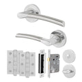 Bosa Duo Style Polished Chrome/Satin Nickel Lever on Rose Door Handle Pack - 64mm Bathroom Lock