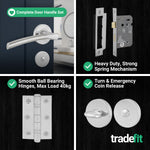Bosa Duo Style Polished Chrome/Satin Nickel Lever on Rose Door Handle Pack - 64mm Bathroom Lock - tradefit - 5