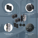 Victorian Ringed Black Mortice Door Knob Kit - 80mm Bathroom Lock - 76mm Hinges - tradefit - 4