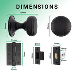 Victorian Ringed Black Mortice Door Knob Kit - 76mm Latch - 76mm Hinges - tradefit - 3