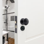 Victorian Matt Black Mortice Door Knob Kit - 80mm Bathroom Lock - 76mm Hinges - tradefit - 5
