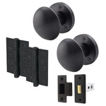 Victorian Matt Black Mortice Door Knob Kit - 76mm Latch - 76mm Hinges - tradefit - 1