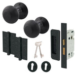 Beehive Black Mortice Door Knob Kit - 80mm Sashlock - tradefit - 1