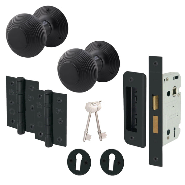 Beehive Black Mortice Door Knob Kit - 80mm Sashlock - tradefit - Featured Image