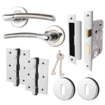 Bosa Duo Style Polished Chrome/Satin Nickel Lever on Rose Door Handle Pack - 80mm Sashlock - tradefit - 1