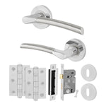 Bosa Duo Style Polished Chrome/Satin Nickel Lever on Rose Door Handle Pack - 80mm Sashlock - tradefit - 1