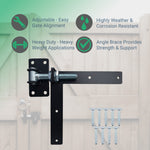 Adjustable Gate Hinges - Left Hand - 300 x 300mm - M24 - Black - tradefit - 2