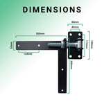 Adjustable Gate Hinges - Right Hand - 300 x 300mm - M24 - Black - tradefit - 3