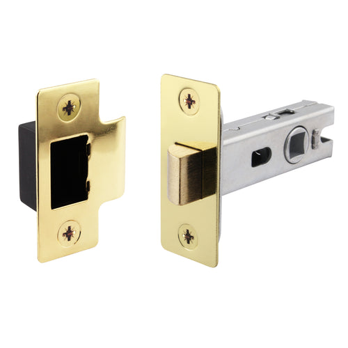 3 inch/76mm Tubular Latch Bolt Through - 57mm Backset - Brassed - tradefit