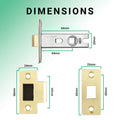 2.5 inch/64mm Tubular Latch Bolt Through - 44mm Backset - Brassed - tradefit