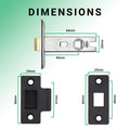 2.5 inch/64mm Tubular Latch Bolt Through - 44mm Backset - Black - tradefit