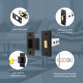 2.5 inch/64mm Tubular Latch Bolt Through - 44mm Backset - Black - tradefit