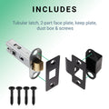 2.5 inch/64mm Tubular Latch Bolt Through - 44mm Backset - Black - tradefit