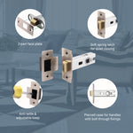 3 inch/76mm Tubular Latch Bolt Through - 57mm Backset - Satin Nickel - tradefit - 4