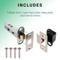 2.5 inch/64mm Tubular Latch Bolt Through - 44mm Backset - Satin Nickel - tradefit