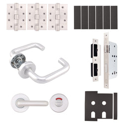 Fire Door Kit - Bathroom Cubicle Door - Medium Duty - Satin Aluminium - tradefit