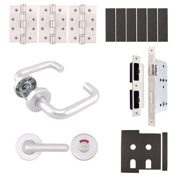 Fire Door Kit - Bathroom Cubicle Door - Medium Duty - Satin Aluminium - tradefit - Featured Image
