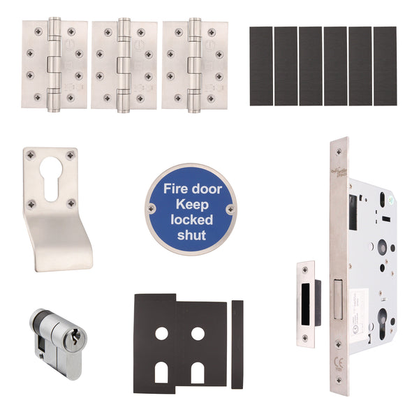 Fire Door Kit - Service Cupboard Locking Door - Medium Duty - Satin Aluminium - tradefit - Featured Image