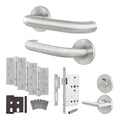 Fire Door Kit - Bathroom Cubicle Door - Heavy Duty - Satin Stainless Steel