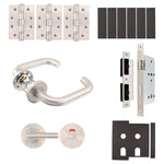 Fire Door Kit - Bathroom Cubicle Door - Medium Duty - Satin Stainless Steel - tradefit - 1