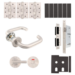 Fire Door Kit - Bathroom Cubicle Door - Medium Duty - Satin Stainless Steel - tradefit
