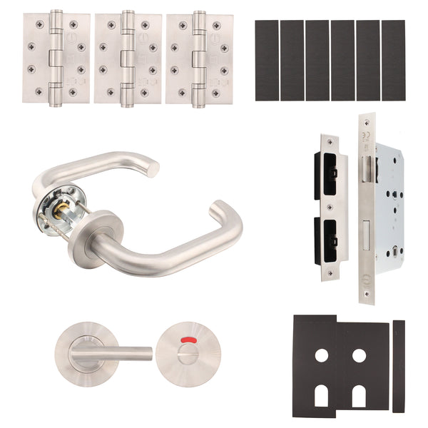 Fire Door Kit - Bathroom Cubicle Door - Medium Duty - Satin Stainless Steel - tradefit - Featured Image