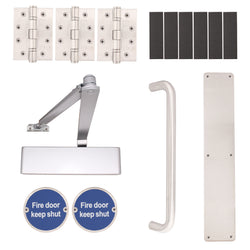 Fire Door Kit - Corridor Non Locking Door - Medium Duty - Satin Stainless Steel - tradefit