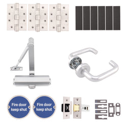 Fire Door Kit - Office Non Locking Door - Medium Duty - Satin Aluminium - tradefit