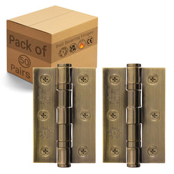 Florentine Bronze Fire Door Hinges - 3 Inch/76mm - Grade 7 Ball Bearing - Pack of 50 Pairs - tradefit