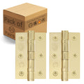 Polished Brass Fire Door Hinges - 3 Inch/76mm - Grade 7 Steel Ball Bearing - Pack of 50 Pairs