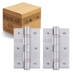 Satin Chrome Fire Door Hinges - 3 Inch/76mm - Grade 7 Steel Ball Bearing - Pack of 50 Pairs - tradefit