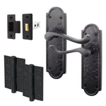 Ashtead Antique Black Iron Door Handle Pack - 76mm Latch - 76mm Hinges - tradefit - 1