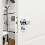 Victorian Ringed Polished Chrome Mortice Door Knob Kit - 80mm Bathroom Lock - 76mm Hinges - tradefit - 5