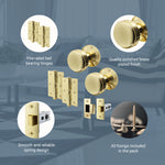 Victorian Ringed Polished Brass Mortice Door Knob Kit - 76mm Latch - tradefit - 4