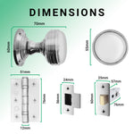 Victorian Ringed Polished Chrome Mortice Door Knob Kit - 76mm Latch - tradefit - 3
