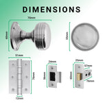 Victorian Ringed Satin Chrome Mortice Door Knob Kit - 76mm Latch - 76mm Hinges - tradefit - 3