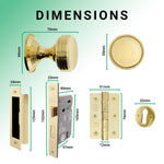 Victorian Ringed Polished Brass Mortice Door Knob Kit - 80mm Sashlock - tradefit - 3